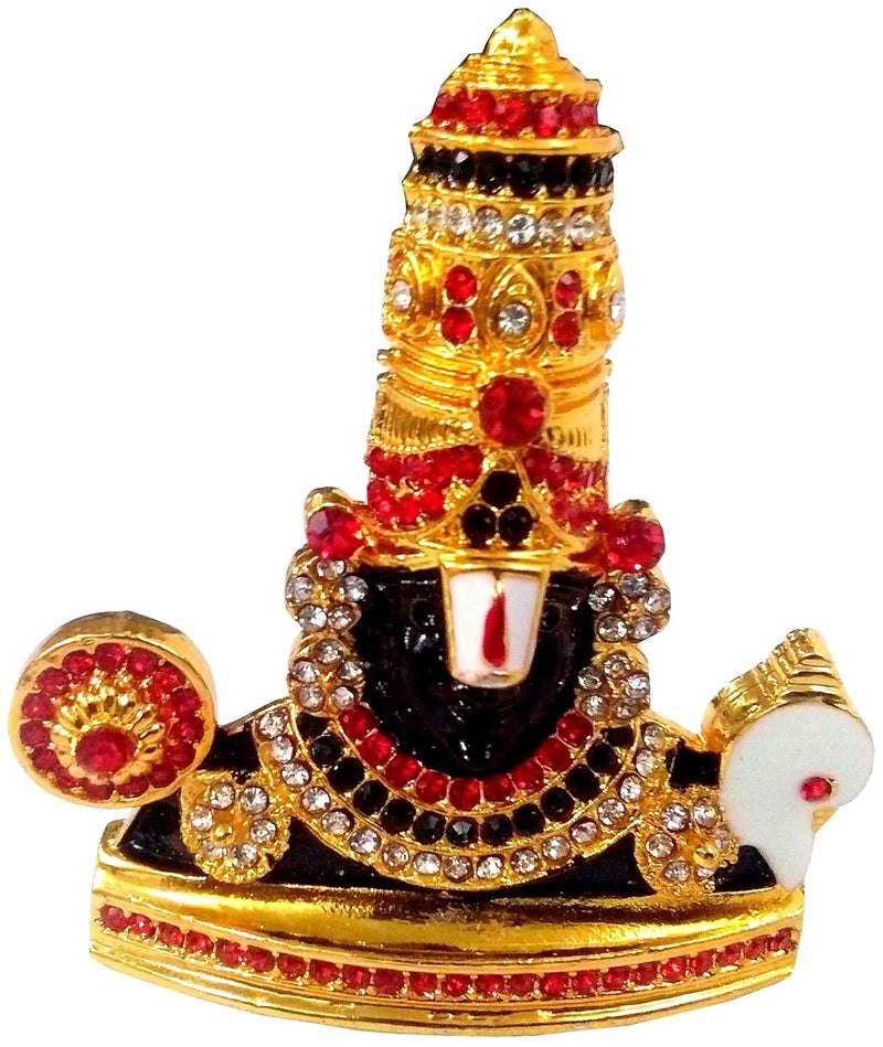 Purpledip Metal Idol Tirupathi Balaji Glittering Stones Statue with ShankhaChakra 11852 - Image 3