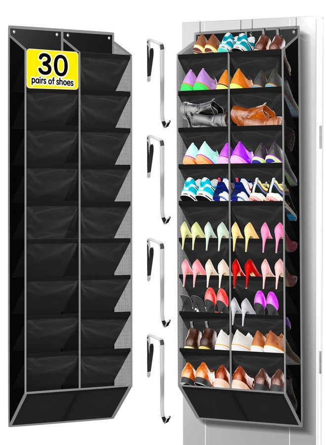 Kotkn 10-Tier Over the Door Shoe Organizer, 20 Pockets Holds 20-30 Pairs, Heavy-Duty Oxford Fabric with Hexagon Mesh for Boots & Sneakers-Black - Image 1