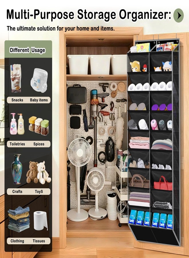 Kotkn 10-Tier Over the Door Shoe Organizer, 20 Pockets Holds 20-30 Pairs, Heavy-Duty Oxford Fabric with Hexagon Mesh for Boots & Sneakers-Black - Image 5