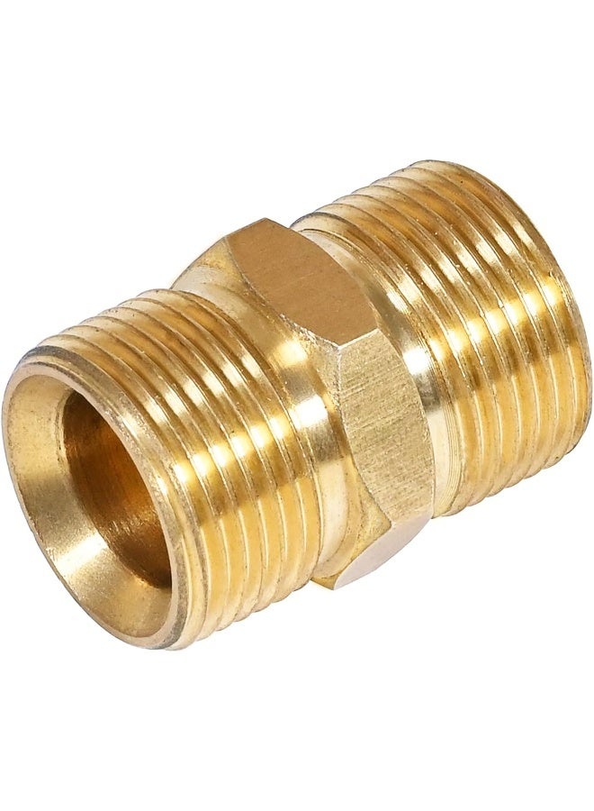 TOOLCY M22-14Mm Male Thread To M22-14Mm Male Pressure Washer Hose Extension Coupler, Solid Brass Fitting, 4000 Psi  - Image 1