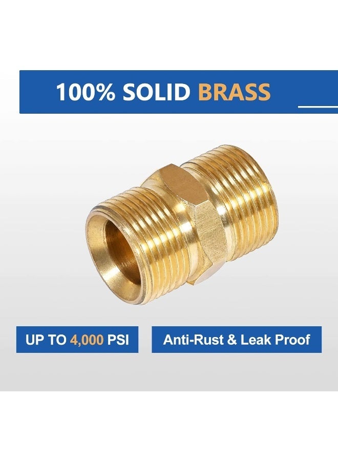 TOOLCY M22-14Mm Male Thread To M22-14Mm Male Pressure Washer Hose Extension Coupler, Solid Brass Fitting, 4000 Psi  - Image 4