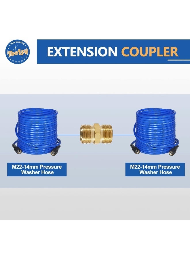 TOOLCY M22-14Mm Male Thread To M22-14Mm Male Pressure Washer Hose Extension Coupler, Solid Brass Fitting, 4000 Psi  - Image 3