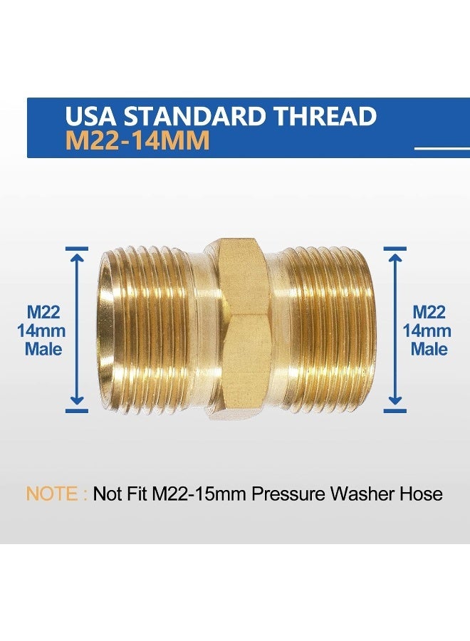 TOOLCY M22-14Mm Male Thread To M22-14Mm Male Pressure Washer Hose Extension Coupler, Solid Brass Fitting, 4000 Psi  - Image 2