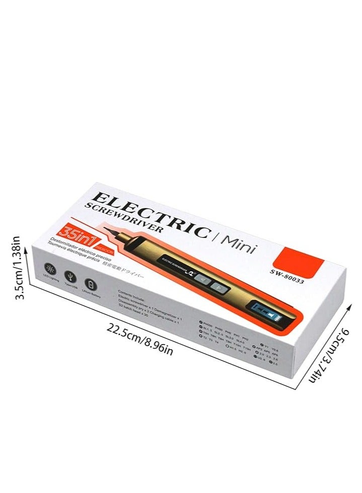 Cordless Electric Screwdriver Mini Home Screwdriver with Magnetic Tip Work Light USB Rechargeable for DIY - Image 1