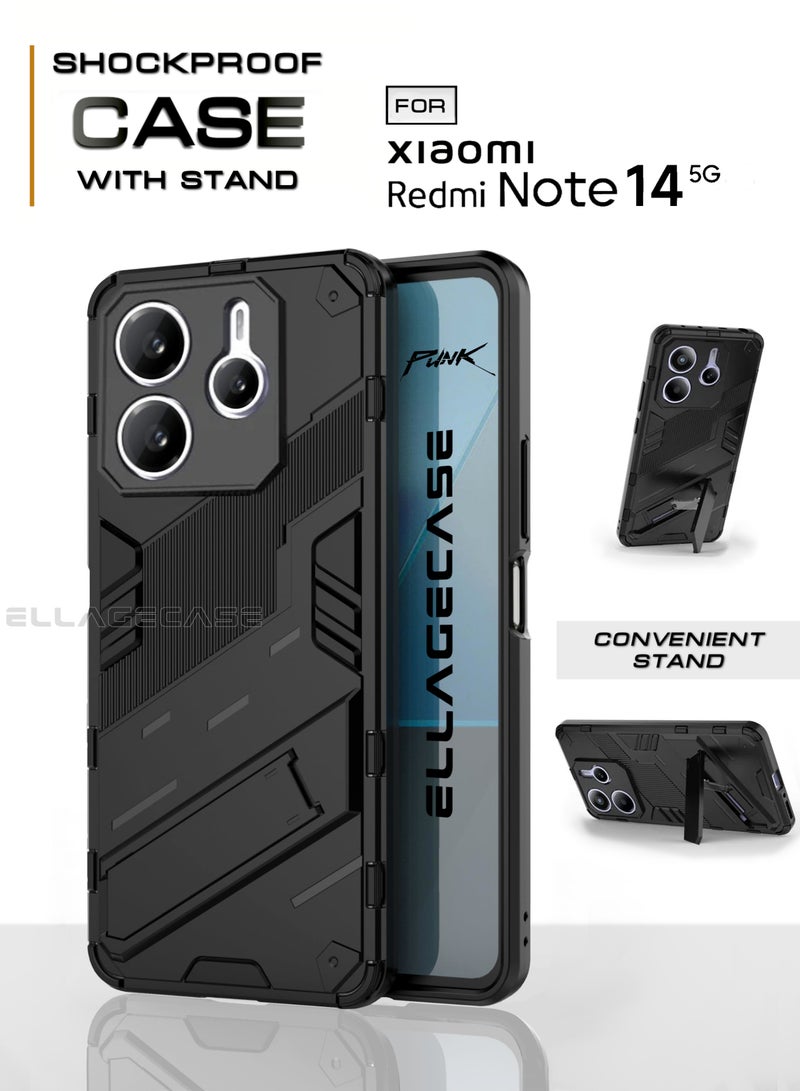 ELLAGECASE حافظة مضادة للصدمات لهاتف Xiaomi Redmi Note 14 5G، حماية معززة، قاعدة مغناطيسية مدمجة، حامل مريح، حماية قوية للكاميرا - Image 1