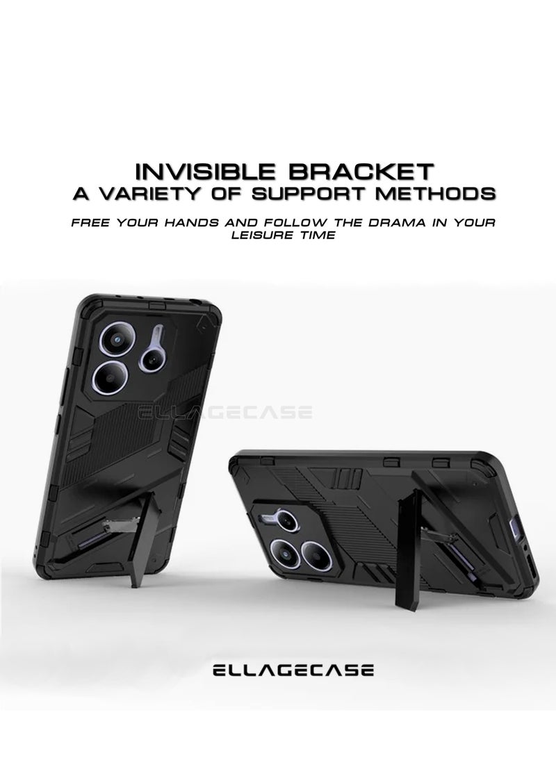 ELLAGECASE حافظة مضادة للصدمات لهاتف Xiaomi Redmi Note 14 5G، حماية معززة، قاعدة مغناطيسية مدمجة، حامل مريح، حماية قوية للكاميرا - Image 4