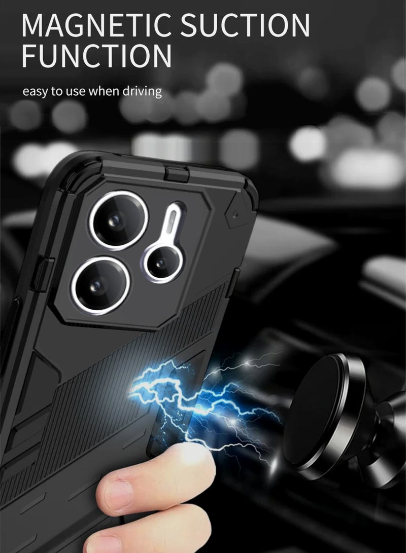 ELLAGECASE حافظة مضادة للصدمات لهاتف Xiaomi Redmi Note 14 5G، حماية معززة، قاعدة مغناطيسية مدمجة، حامل مريح، حماية قوية للكاميرا - Image 5