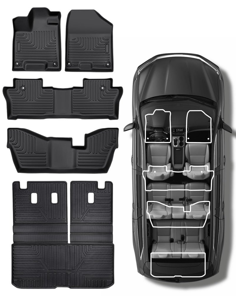COTAZA Car Floor Mats for Honda Pilot 20162022 8 Seats No Elite Models Accessories for Honda Pilot 20162022 All Weather Black Rubber Liners for Cars Custom Fit Trunk Mat Back Seat Cover 4PCS