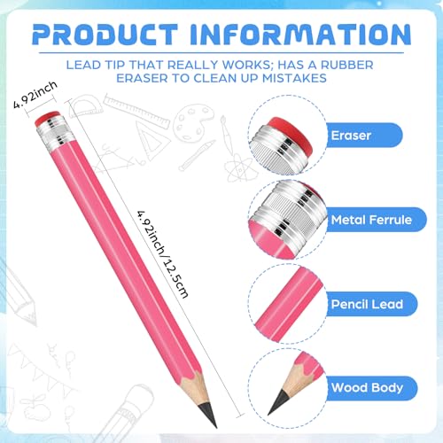 ywmigl 13 inch Wooden Jumbo Pencils for Prop Giant Big Novelty Wood Pencil with Eraser for Fun Decor, School Projects, Party Favors, and Unique Gifts (Pink) - Image 2