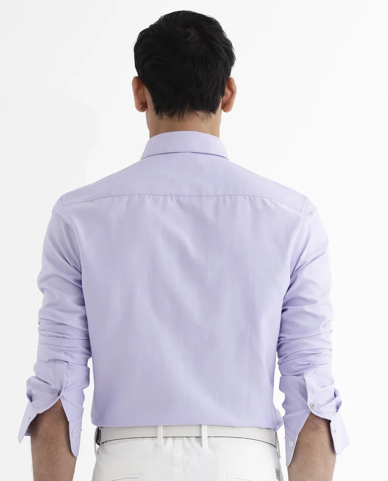 Rare Rabbit Men's Button-Down Formal Plain Shirt With Embroidered Logo
