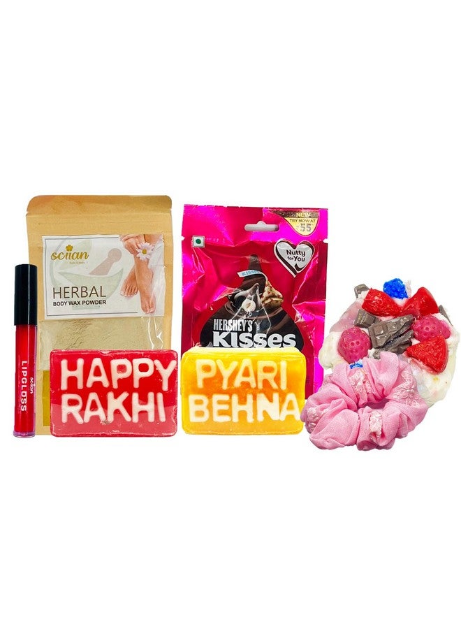 SCIIAN Rakhi Gift Hamper | Gift Hamper for Sister | Rakhbhandan Gift | Pyari Behna Soap | Dessert Candle | Herbal Body Wax Powder | Decorative Scrunchie | Rakhi Hamper Box - Image 1