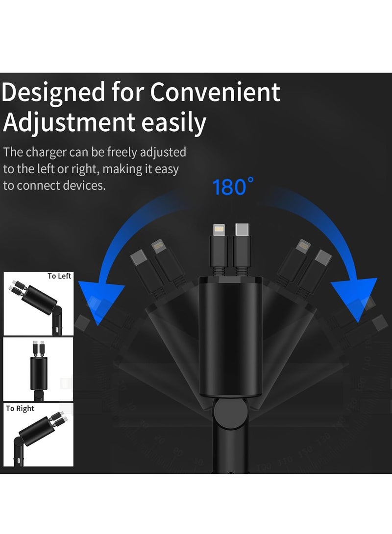 MIXDE Retractable Car Charger, 4 in 1 Fast Charging Car Charger 60W, 2 Retractable iPhone Charger Cables and USB Car Charger Compatible with iPhone 15/14/13/12/11 Pro Max - Image 4