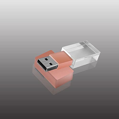 SXBan Rose Gold Crystal 32GB USB 2.0 Flash Drive LED Light Glass Pen Drive Thumb Drive Memory Stick Gift for Boy Girls Kids Adults Pendrive USB Stick - Image 2
