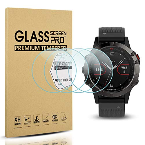 Diruite 4-Pack for Garmin Fenix 5 Tempered Glass Screen Protector (Not Fit for Fenix 5 Plus), 2.5D 9H Hardness Ultra-Thin Tempered Glass Screen Protective Film [Anti-Scratch] - Image 1
