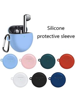 ELTRAZONE Silicone Case Cover for Huawei FreeBuds 3 - Anti-Shock Full Protection with Carabiner and Charging Port Accessibility - White  - Image 3