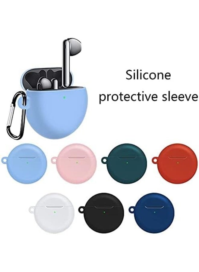 ELTRAZONE - Silicone Case Cover for Huawei FreeBuds 3 - Anti-Shock Full Protection with Carabiner and Charging Port Accessibility - White - Image 1