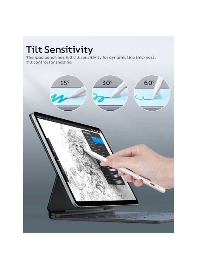 iPad Pencil 9th&10th Generation, 10 Mins Fast Charge Stylus Pen for Apple Pencil 1st/2nd iPad 6/7/8/9/10/11, Pro 11"/12.9"/M4, Air 3/4/5/M2/M3, Mini 5/6 with Palm Rejection, Tilt Sensitivity - Image 3