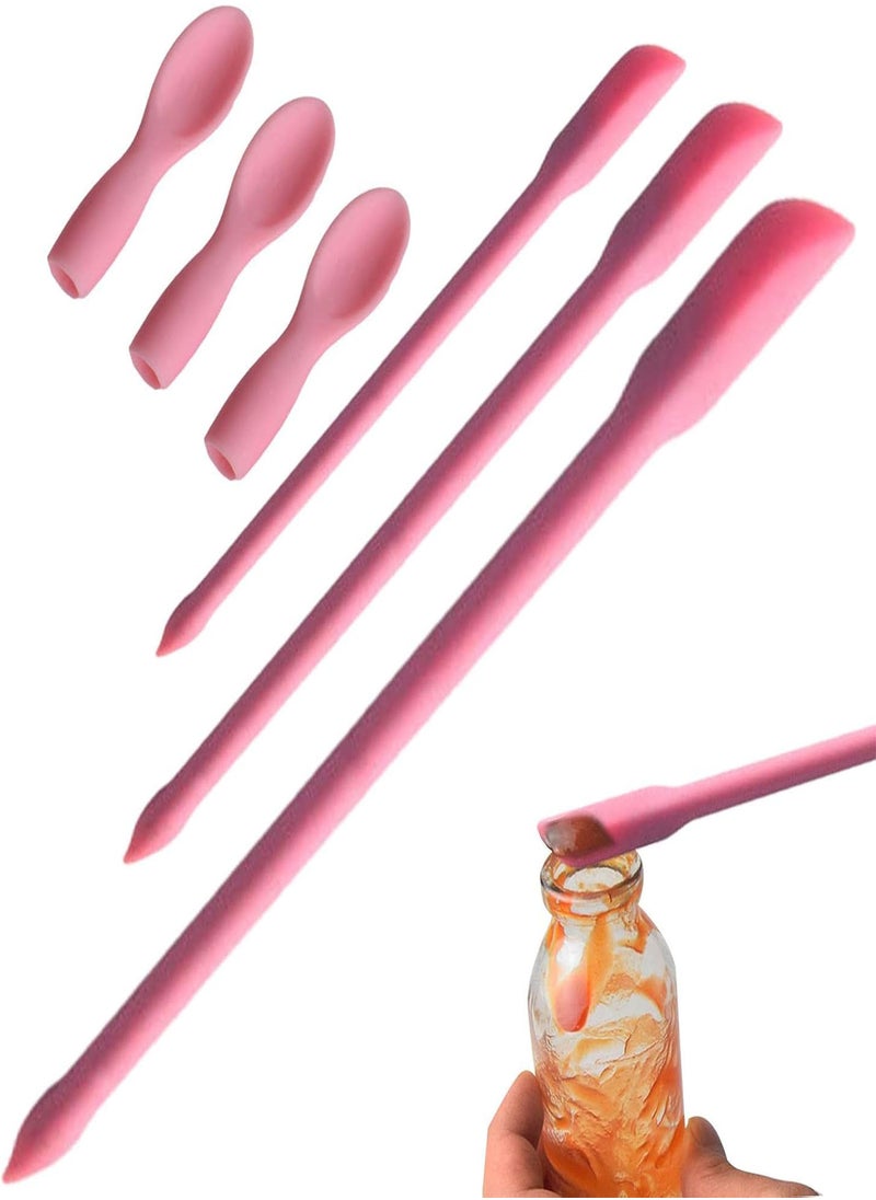 Mini Spatula | Reusable Double-Ended Tiny Silicone Spoon Spatula | Mini Spatula for Makeup, Reusable Thin Jar Scr, Beauty & Kitchen