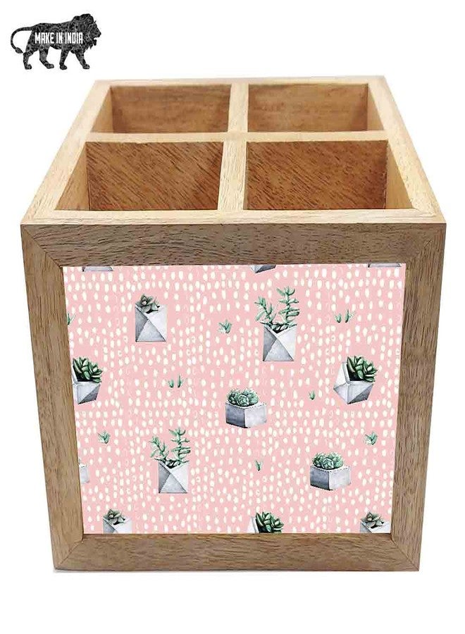 Nutcase Wooden Cutlery Stand Holder Silverware Caddy Spoons Forks Knives Organizer for Dining Table & Kitchen -Made in India-Spoons NOT Included - Cactus Pink - Image 5