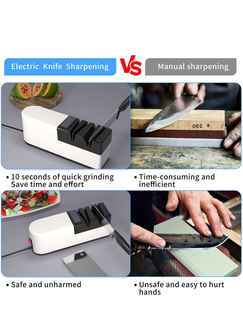 Electric Knife Sharpener, 5 in 1 Knife Sharpening System with Straight Blade, Professional Diamond Knife Sharpener for Rough Sharpening, Repair and Sharpening of Knives, Efficient Sharpening (TC1)