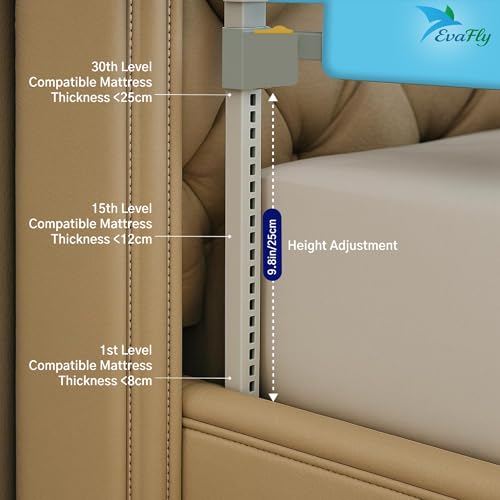 Evafly Bed Railing for Baby Safety Astronaut Print, L-180cm x Adjust Height Between 68-93cm, Single Side Bed Rail for Infant & Toddler's Safety-Grey - Image 3