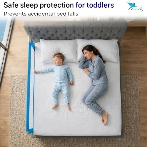 Evafly Bed Railing for Baby Safety Astronaut Print, L-180cm x Adjust Height Between 68-93cm, Single Side Bed Rail for Infant & Toddler's Safety-Grey - Image 4
