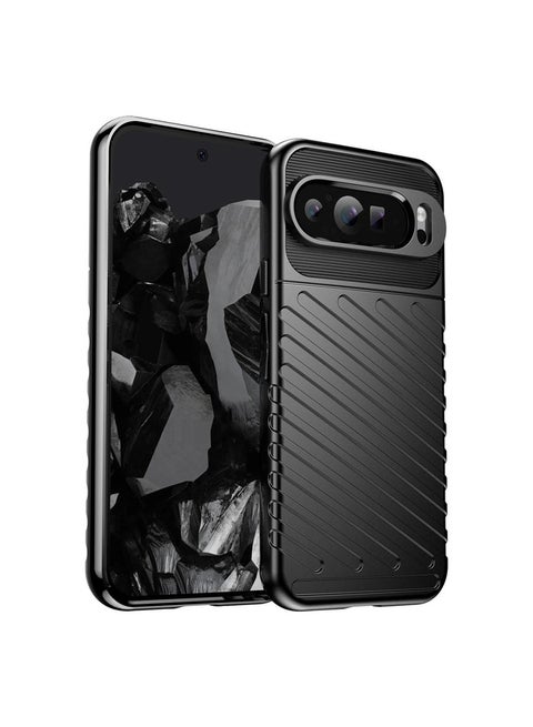 غطاء الحالة لـ Google Pixel 9 Pro 5G Thunderbolt Shockbroof TPU Phone Case Black