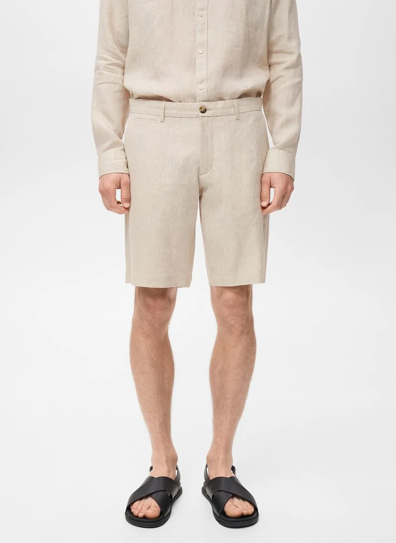 مانجو مان Slim-fit linen bermuda shorts