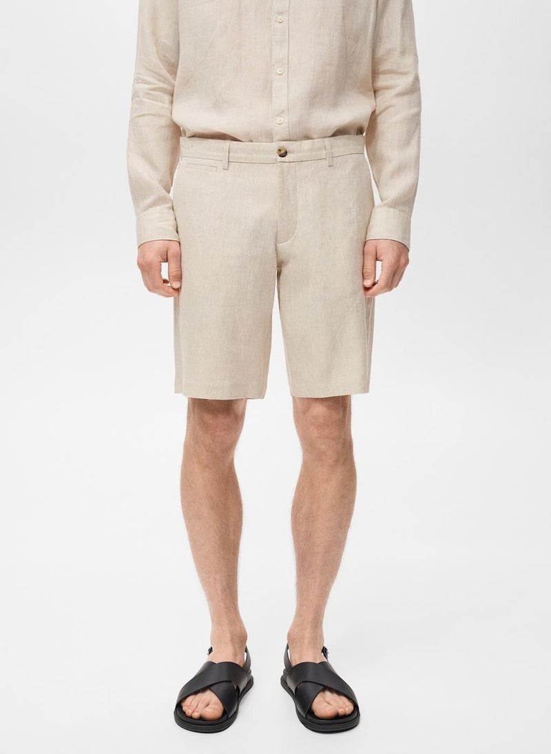 Mango Man Slim-fit linen bermuda shorts  - Image 1