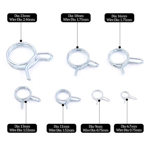 Hilitchi 75-Pcs Double Wire Fuel Line Silicone Hose Tube Spring Clips Clamp Assortment Kit - Image 2