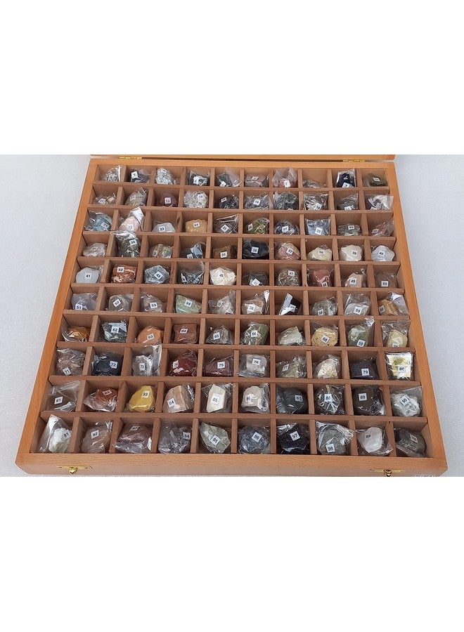 Rocksmins Collection of 100 Rocks & Minerals in a Export Quality Steam Beach Wood Wooden Box RM100WB Big Specimens of 50 Rocks and 50 Minerals in one kit for Education of Geology Earth Science Kit - Image 5
