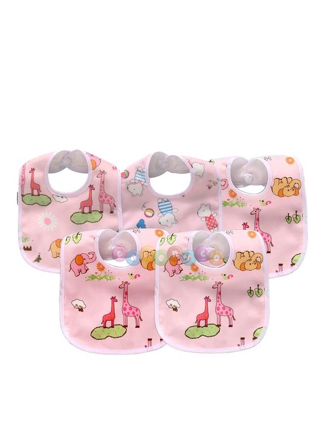 DOMENICO Baby Soft Feeding Bibs/Apron Cute Multi Print|With Tich Button| Waterproof Newborn Baby Bib Set 
