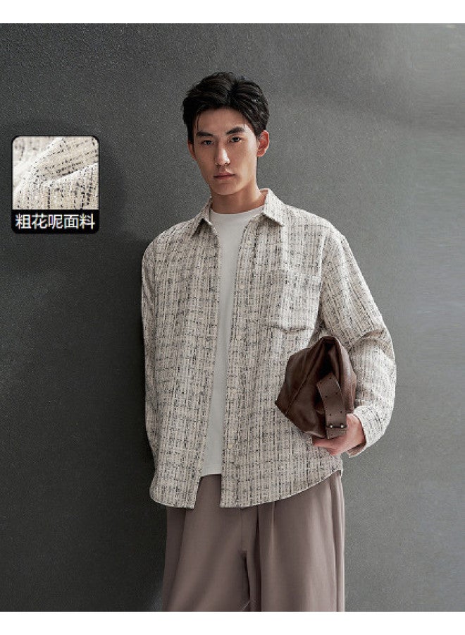 Waxbird قميص رجالي بأسلوب شانيل الصغير لربيع وخريف بتصميم تويد عتيق - Image 1