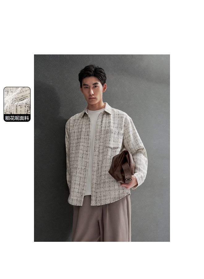 Waxbird قميص رجالي بأسلوب شانيل الصغير لربيع وخريف بتصميم تويد عتيق - Image 2