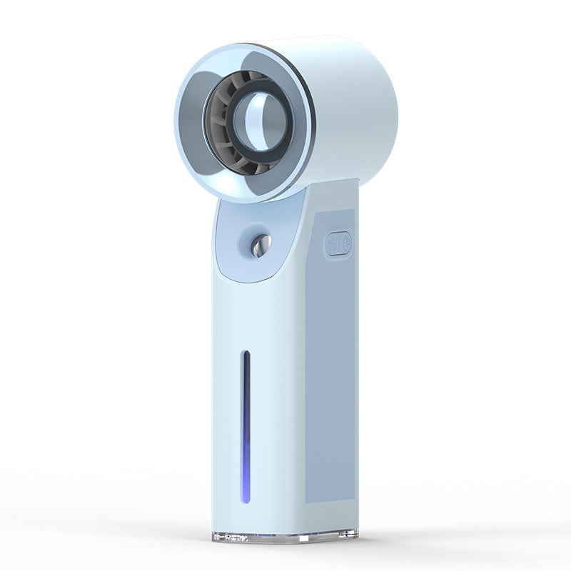 Portable Ice-Cooling Fan with Spray and Night Light - Compact, Rechargeable, and Versatile