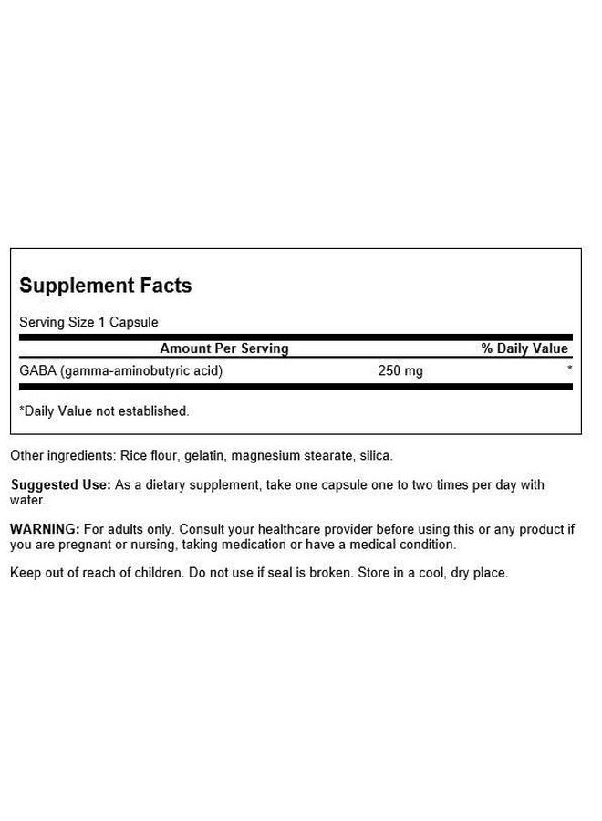 Swanson GABA Gamma Amino Acidbutyric Acid 250 Milligrams 60 Capsules - Image 2