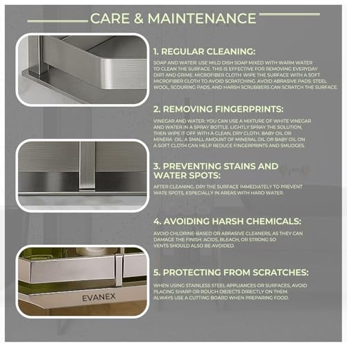 EVANEX Bathroom Wall Shelf | 5x15 Inch 304 Stainless Steel Wall-Mounted Bathroom Organizer | Rustproof Bathroom Rack for Toiletries, Bathroom Accessories, Multi-Purpose Wall Shelf - Image 5