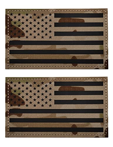 AliPlus 2 PCS AliPlus 5x3 inch American Flag Patches IR Infrared Reflective Patches Laser Cut Patch Hook and LoopKhaki CP - Image 1