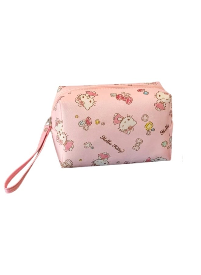 سانريو حقيبة مستحضرات التجميل هالو كيتي - حقيبة مكياج لطيفة بسحاب، منظم سفر للفتيات والنساء - Image 1