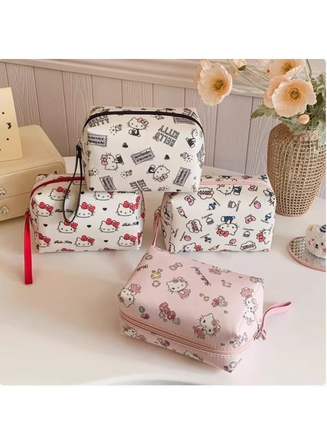 سانريو حقيبة مستحضرات التجميل هالو كيتي - حقيبة مكياج لطيفة بسحاب، منظم سفر للفتيات والنساء - Image 4