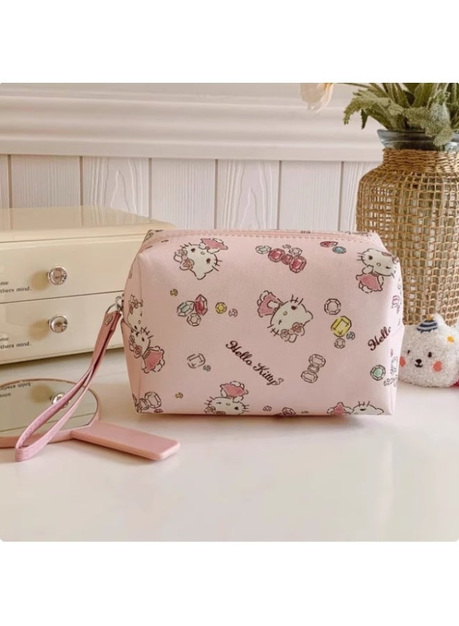 سانريو حقيبة مستحضرات التجميل هالو كيتي - حقيبة مكياج لطيفة بسحاب، منظم سفر للفتيات والنساء - Image 2