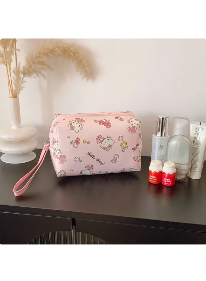 سانريو حقيبة مستحضرات التجميل هالو كيتي - حقيبة مكياج لطيفة بسحاب، منظم سفر للفتيات والنساء - Image 3