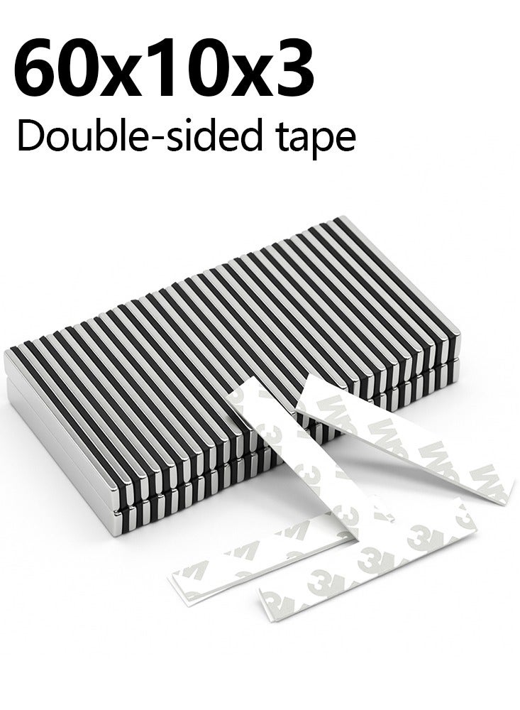 5pcs 60x10x3mm النيوديميوم المغناطيس مغناطيس دائم قوي لاصق على الوجهين ، ديي الثلاجة الديكور والتشطيب 2.36x0.39x0.12 بوصة - Image 1