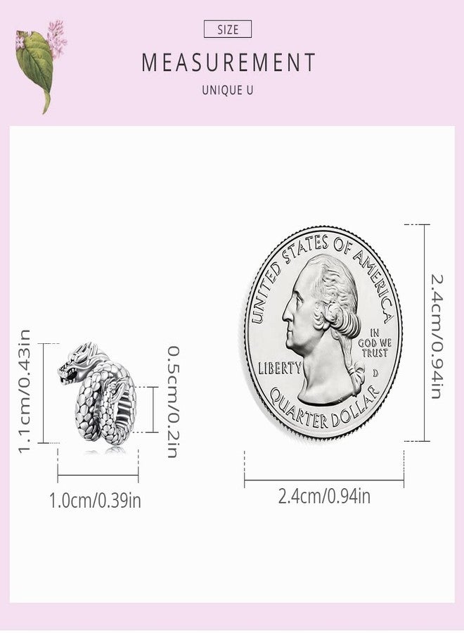 WOSTU Dragon Charm for Bracelet 925 Sterling Silver Vintage Coiled Dragon Charm for Birthday New Year Jewelry Gift for Family Members for Women - Image 4
