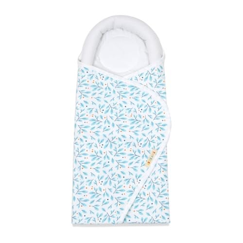 TIDY SLEEP Baby Swaddle Wrappper Adjustable for Newborn || 100% Cotton Soft || Newborn Blanket for 0-3 Months (Blue Leaf) - Image 4