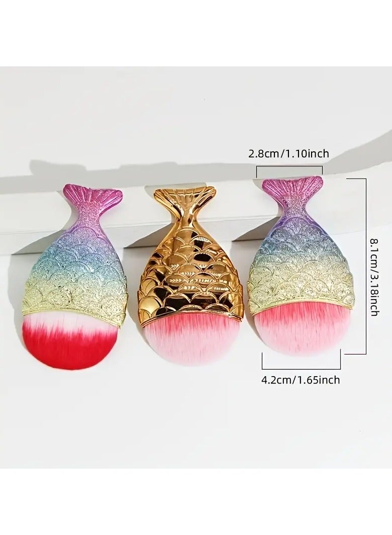 أوريتي 5pcs حورية البحر الأساس فرشاة تصميم ذيل السمك لسلس وحتى تطبيق مسحوق الأساس وأخمر خدود مثالية لعشاق الجمال - Image 5