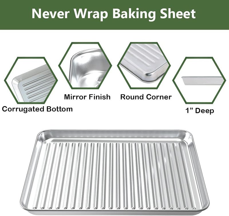 Rottay Baking Sheet, Half Sheet Pan with Cooling Rack Set [2 Pans + 2 Racks], Stainless Steel Baking Pan for Oven, Warp Resistant & Heavy Duty & Rust Free, Size 18 x 12 x 1 Inches - Image 5