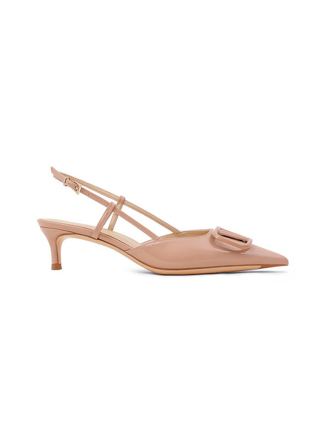 Zhendian Treasure ~ Uncle's Pointed V-buckle Chop Men's High Heel Shoes Women's Empty Baotou Sandals After Spring - Image 2