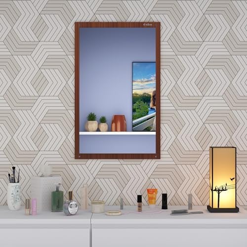 Anikaa Marcos Engineered Wood Dressing Wall Mirrors Wall Hanging Dressing Mirrors Decorative Wall Plain Mirror Wall Mounted Dressing Mirror for Living Room (Walnut) Matte Finish - Image 1