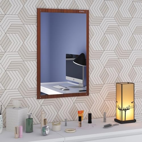 Anikaa Marcos Engineered Wood Dressing Wall Mirrors Wall Hanging Dressing Mirrors Decorative Wall Plain Mirror Wall Mounted Dressing Mirror for Living Room (Walnut) Matte Finish - Image 2